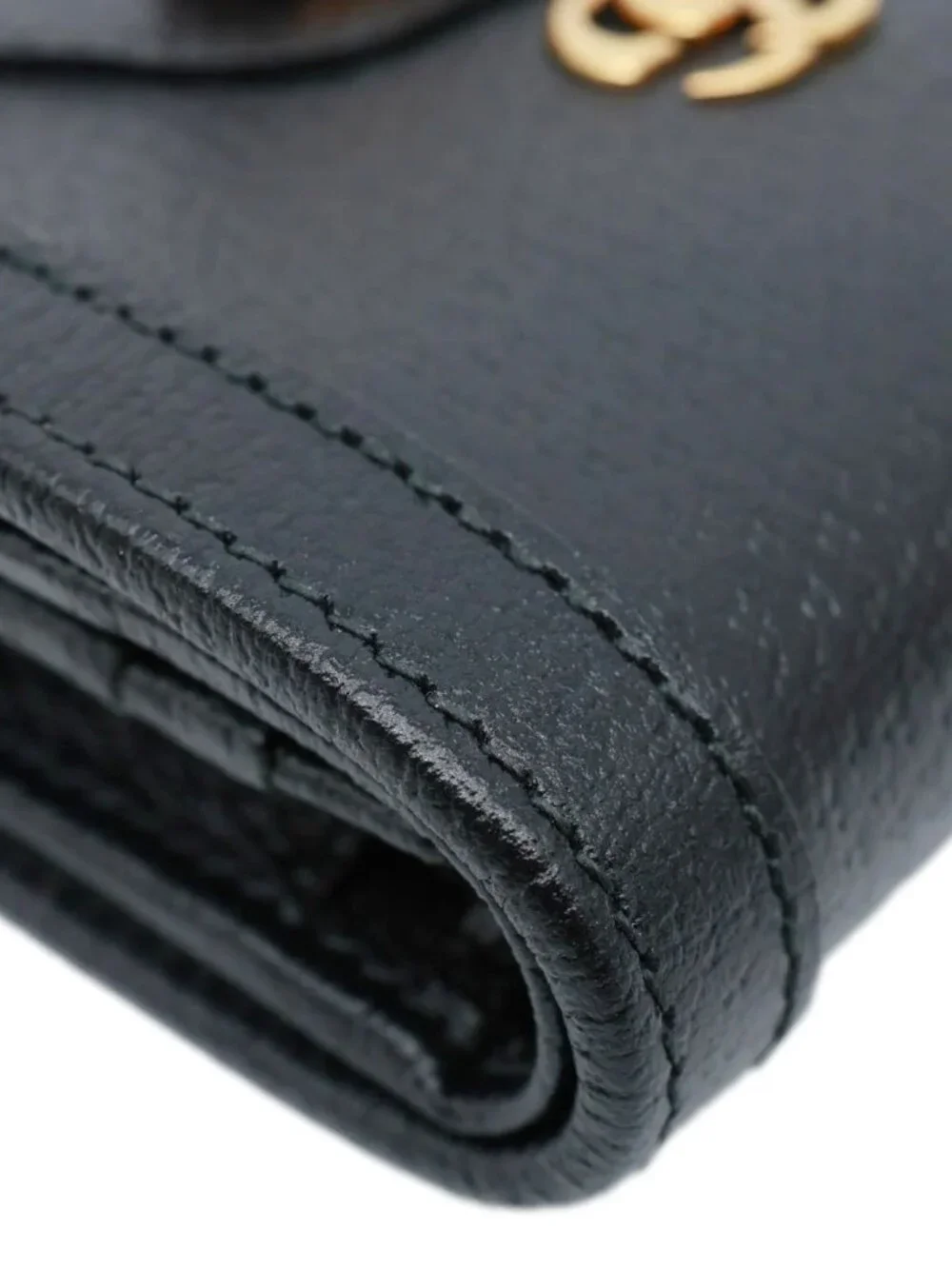 Gucci  Diana Small Bamboo Leather Card Case Wallet Black 658244